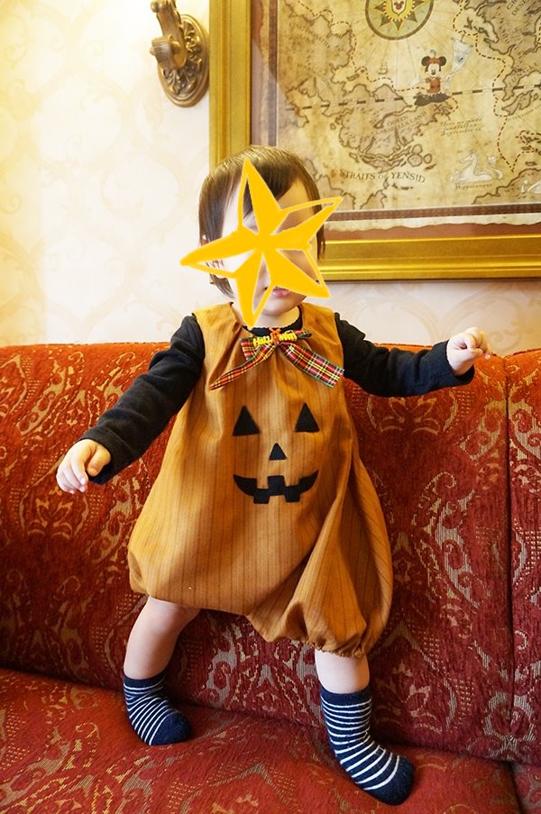 赤ちゃんのかぼちゃの衣装、手作りパンプキンオール