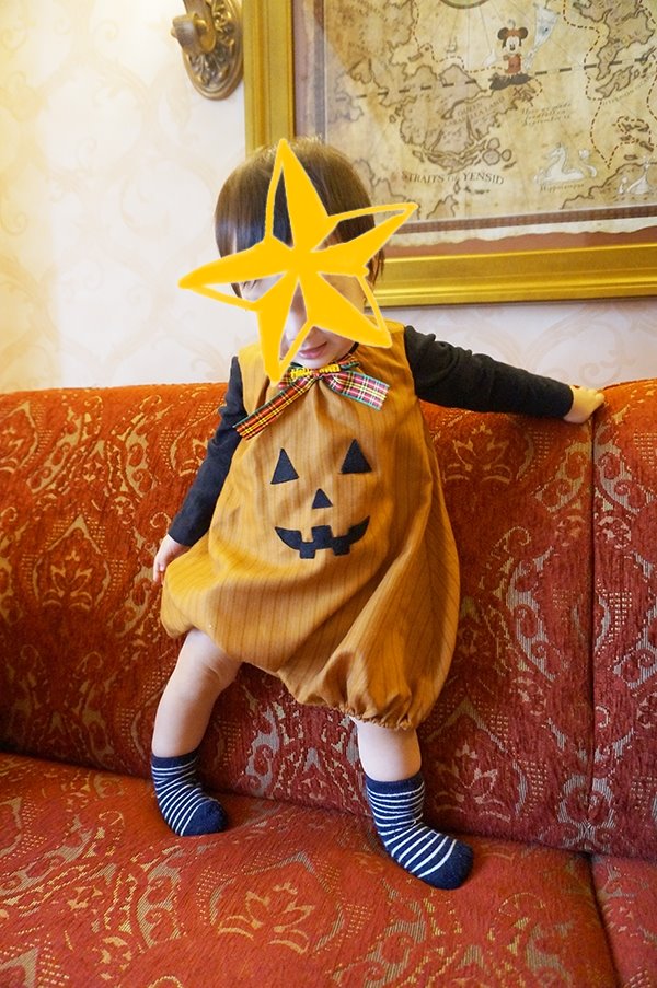 赤ちゃんのかぼちゃの衣装、手作りパンプキンオール